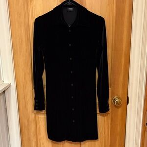 Jacob Black Velvet Button-Down Longline Shirt